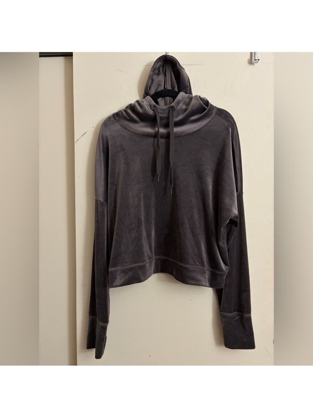 Offline by Aerie After Party Velour Cropped Hoodie Gray Size L